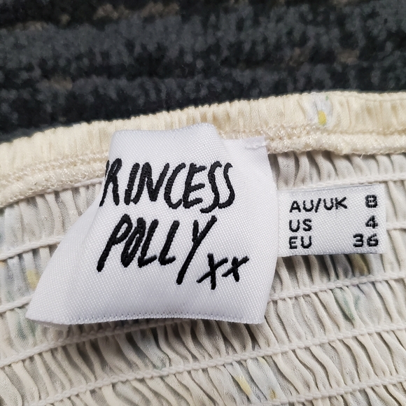 Princess Polly Size 4 Yellow Allyson Floral Print Hook & Eye Corset Crop Top - Picture 5 of 7